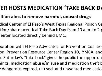 UMC’s Poison Center Hosts Medication ‘Take Back Day’ 