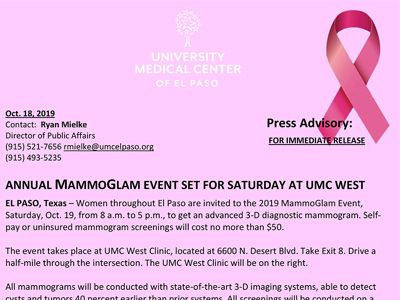 Annual MammoGlam Event Set for Saturday Oct. 19 at UMC West 